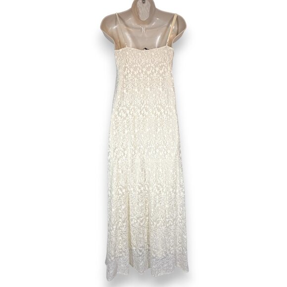 Zara Maxi Dress Lace Embroidery Cottagecore Croquette Prairie Ivory Medium - Picture 4 of 13